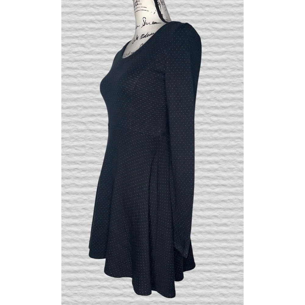 Free People Polka Dot Fit & Flare Mini Dress Size XS Black Mix Media Back Detail